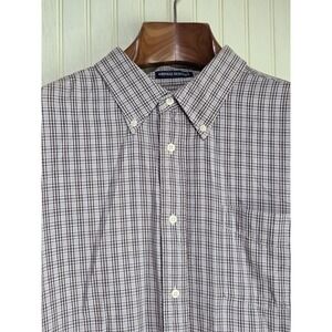 Knightsbridge Shirt Mens Extra Large Brown Plaid‎ Button Down Wrinkle Resistant